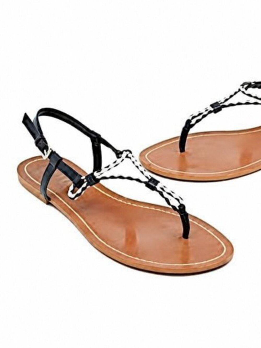 Lauren Ralph Lauren Alexa Leather Sandals Womens US 10 Black Silver Coastal Boho